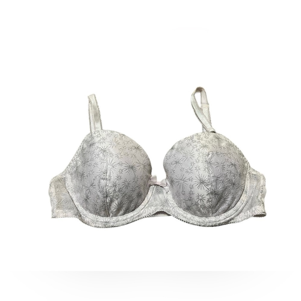 Victorias Secret Dream Angels Lined Bra Size 34D Lilac Purple Metallic Print